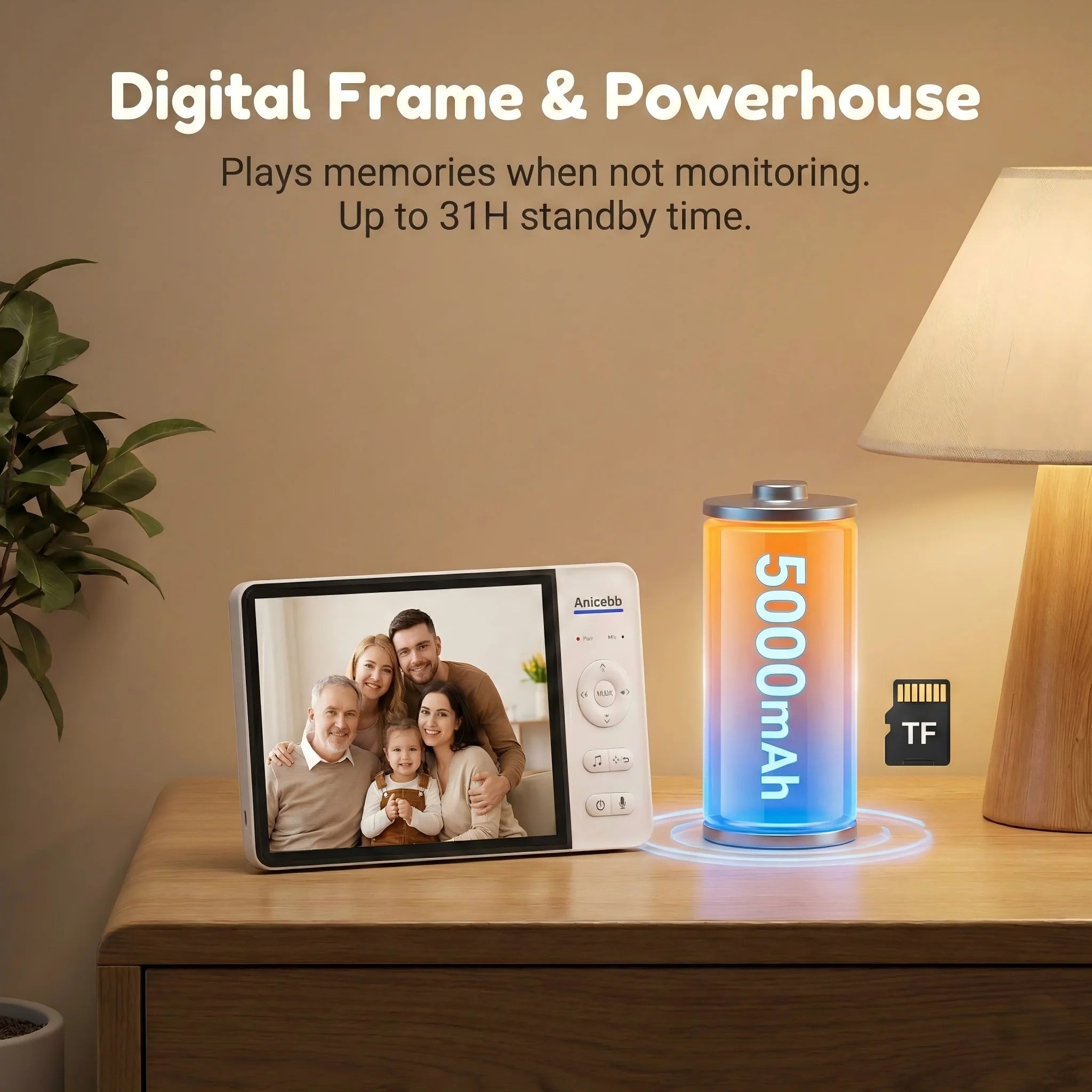 Moniteur Bébé 7" Full HD | Caméra Wi-Fi 2,4 GHz, Vision Nocturne, Batterie 5000 mAh et Reconnaissance Faciale