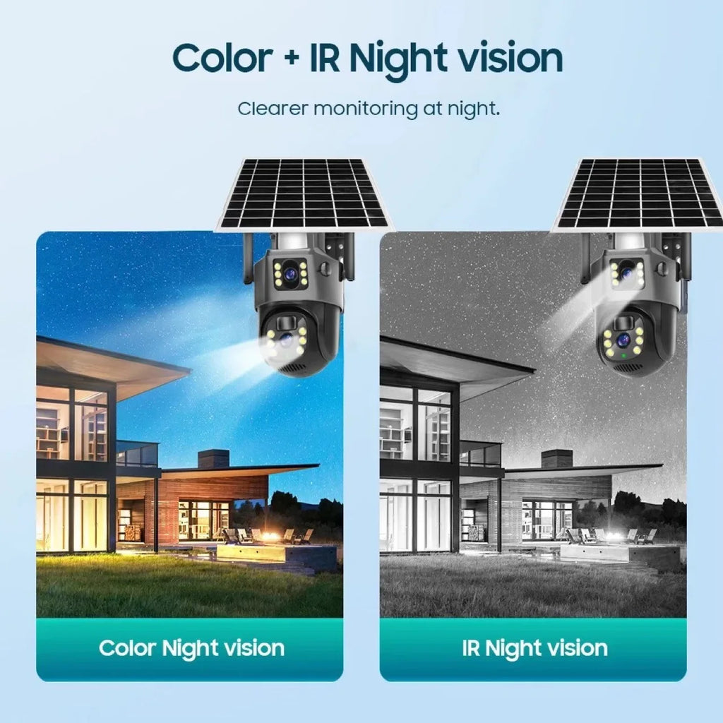 Caméra WiFi V380 Pro 6 MP | Double Caméra, 4G SIM, Solaire, Étanche IP66 et Carte Mémoire