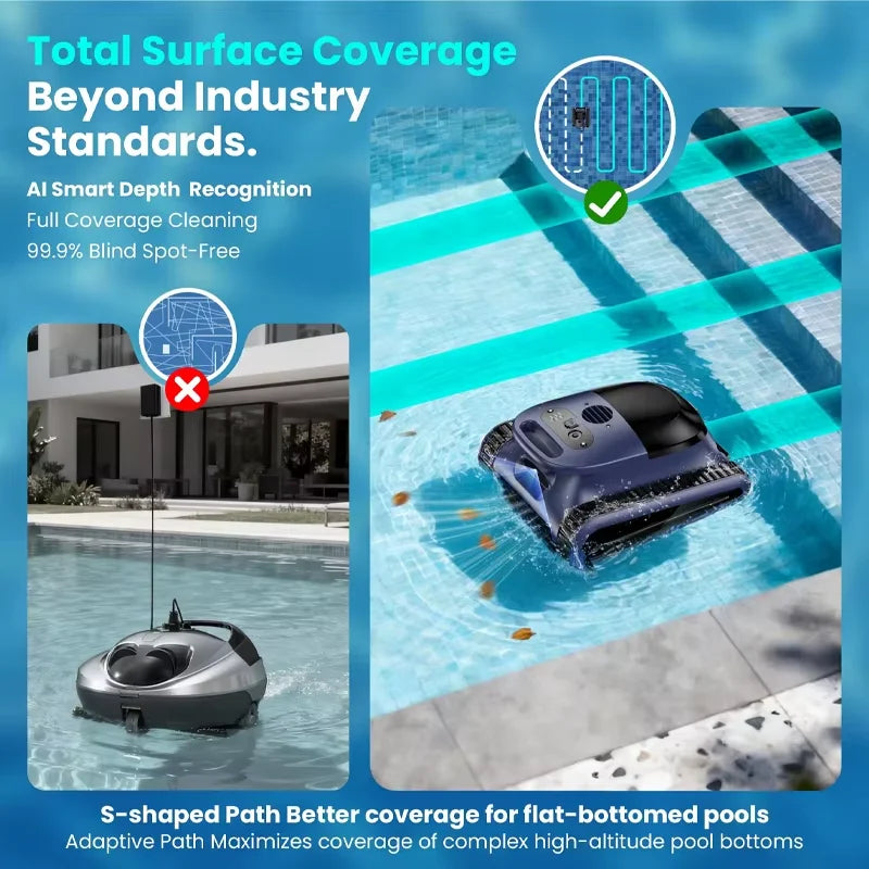 Robot Piscine Seauto Crab Pro Sans Fil 2025 | Nettoyage Fond, Parois & Ligne d’Eau pour Piscines jusqu’à 185 m²