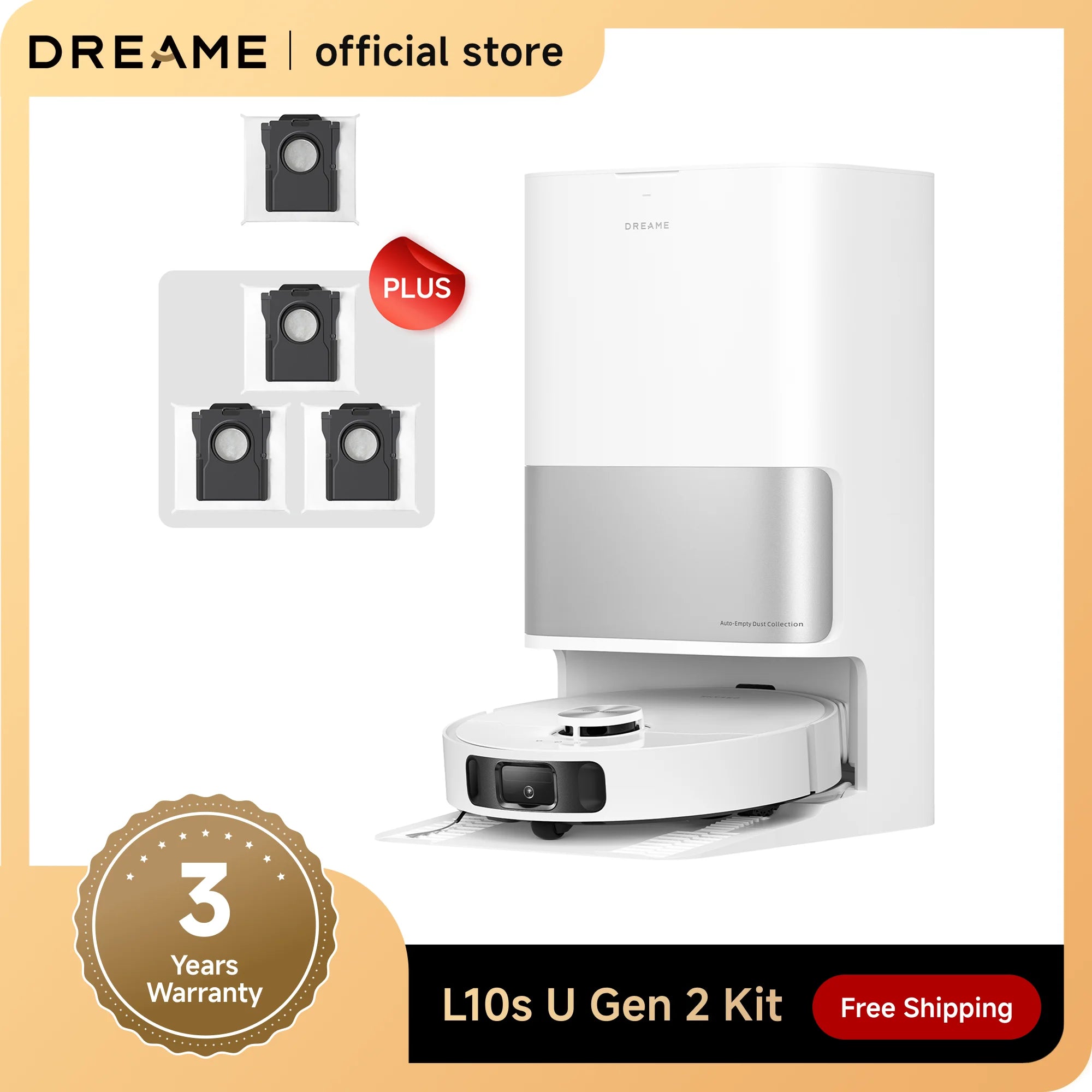 Dreame Robot Aspirateur & Laveur | 10 kPa, Lavage Étendu, Auto-Nettoyage et Séchage Automatique