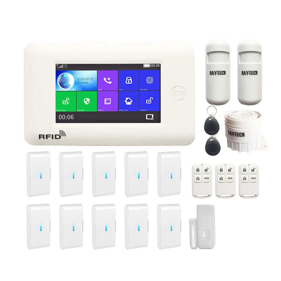 Système de sécurité domestique intelligent DAYTECH TA03-KIT9, alarme sans fil WiFi GSM, application Tuya, kit de capteurs pour porte, incendie, fumée, fenêtre, personnel