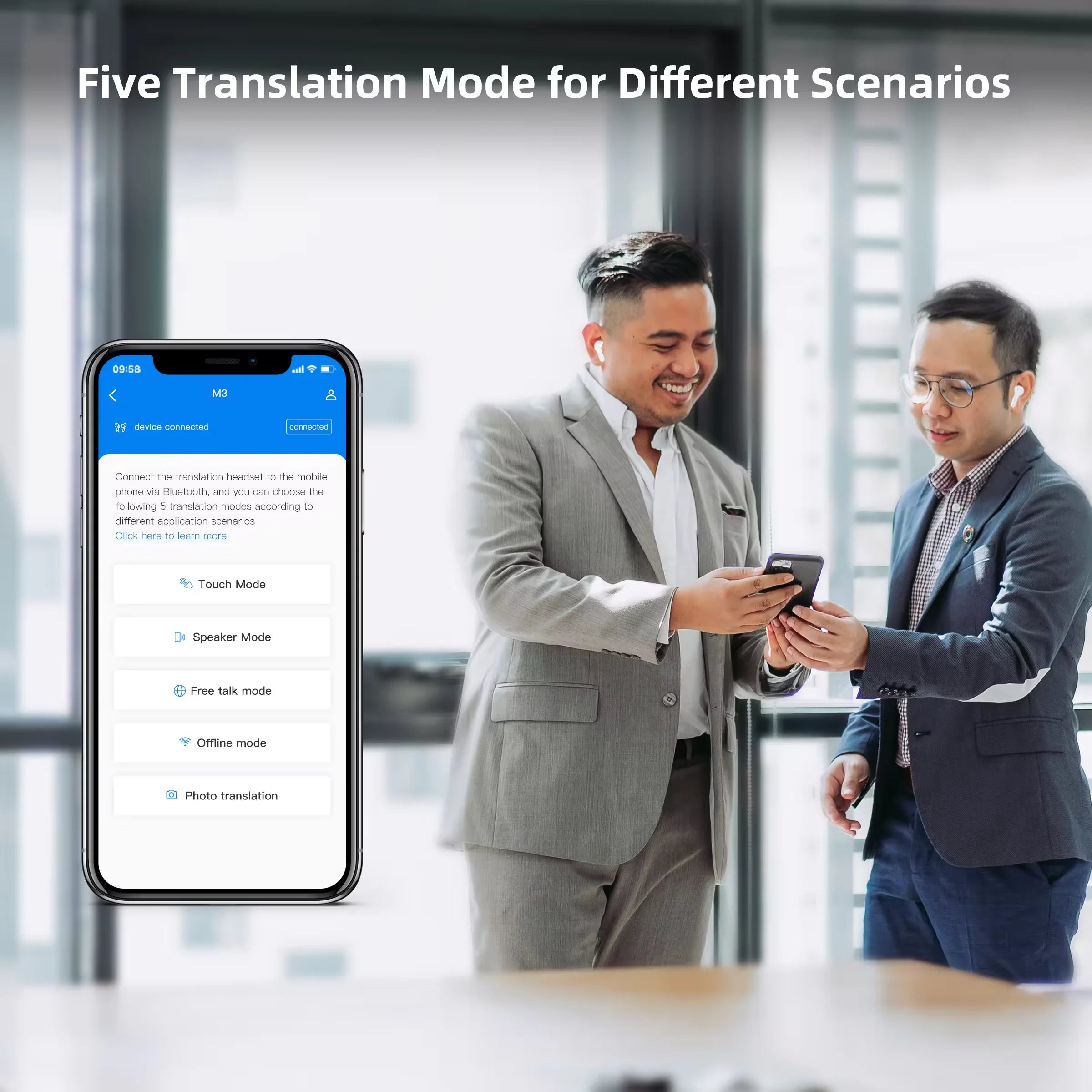 Écouteurs Traducteurs Wooask 2024 – 144 Langues, Boitier de Charge & Sans Fil