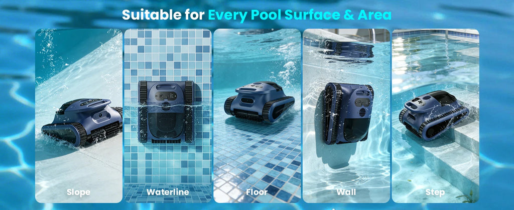 Robot Piscine Seauto Crab Pro Sans Fil 2025 | Nettoyage Fond, Parois & Ligne d’Eau pour Piscines jusqu’à 185 m²