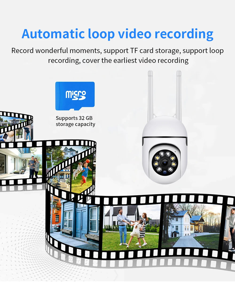 Caméra de surveillance IP Wi-Fi sans fil 8 MP avec zoom 4x, suivi audio bidirectionnel, vision nocturne couleur HD et caméra PTZ.