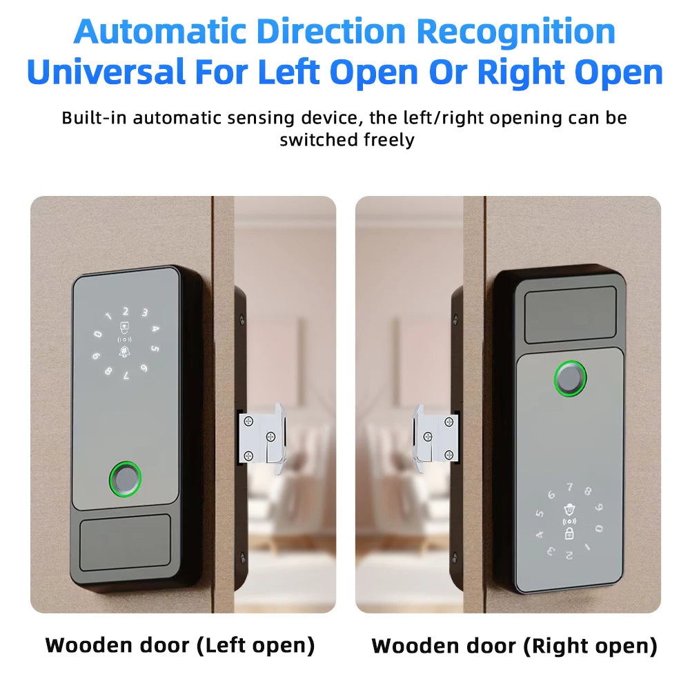 Serrure Intelligente RAYKUBE G18 pour Porte Vitre | Tuya, Empreinte Digitale, Carte et Mot de Passe