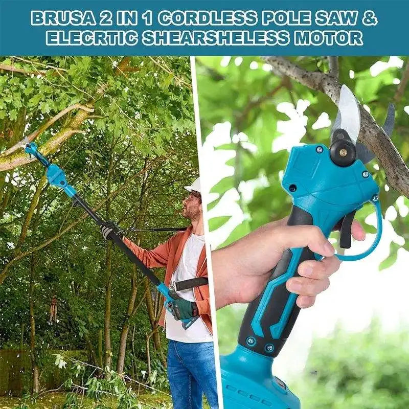 Scie à fil de jardin, scie d'élagage alimentée par batterie au lithium 21 V, tronçonneuse télescopique à long manche, sécateur de jardin