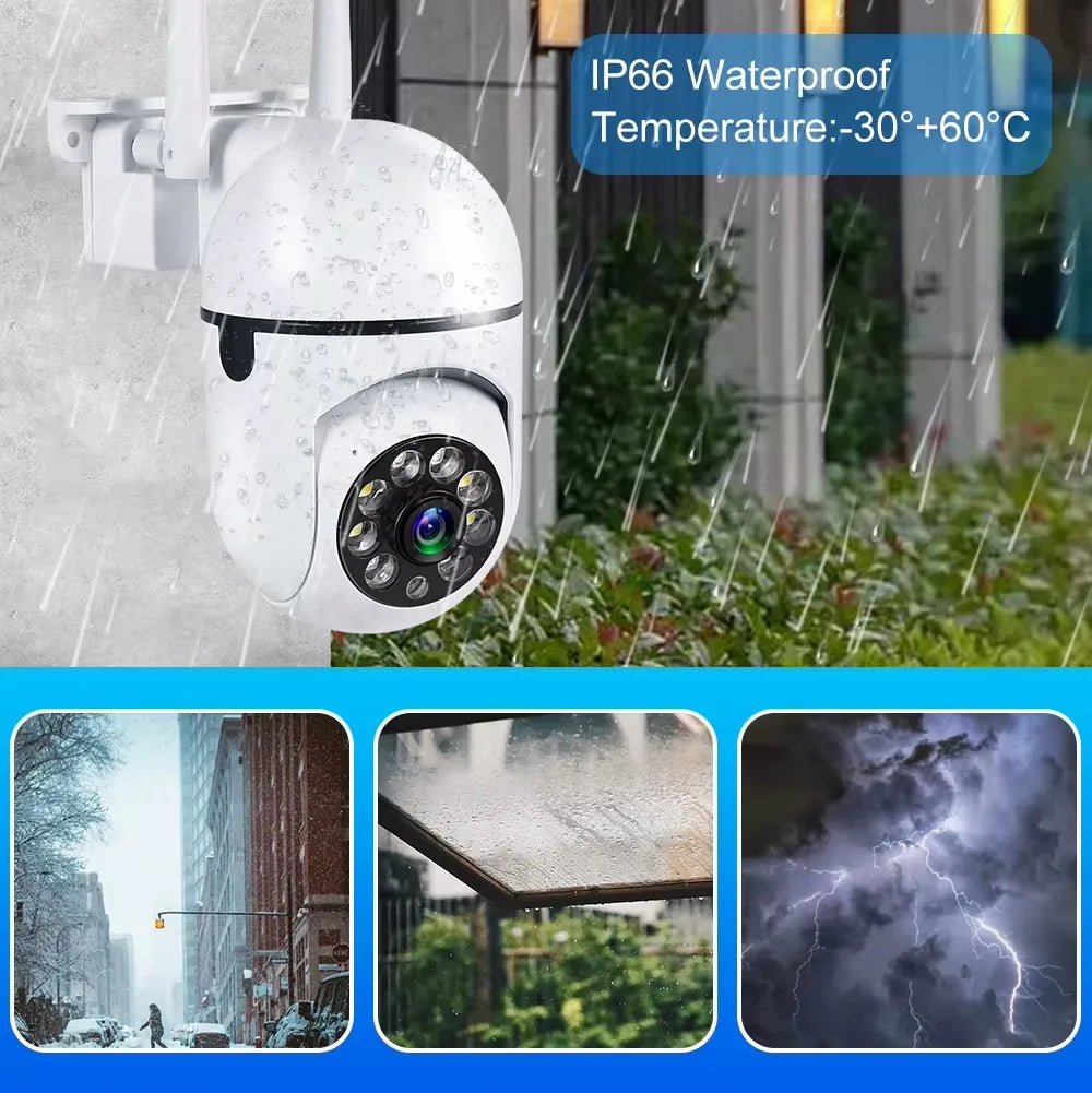 Caméra de surveillance IP Wi-Fi sans fil 8 MP avec zoom 4x, suivi audio bidirectionnel, vision nocturne couleur HD et caméra PTZ.