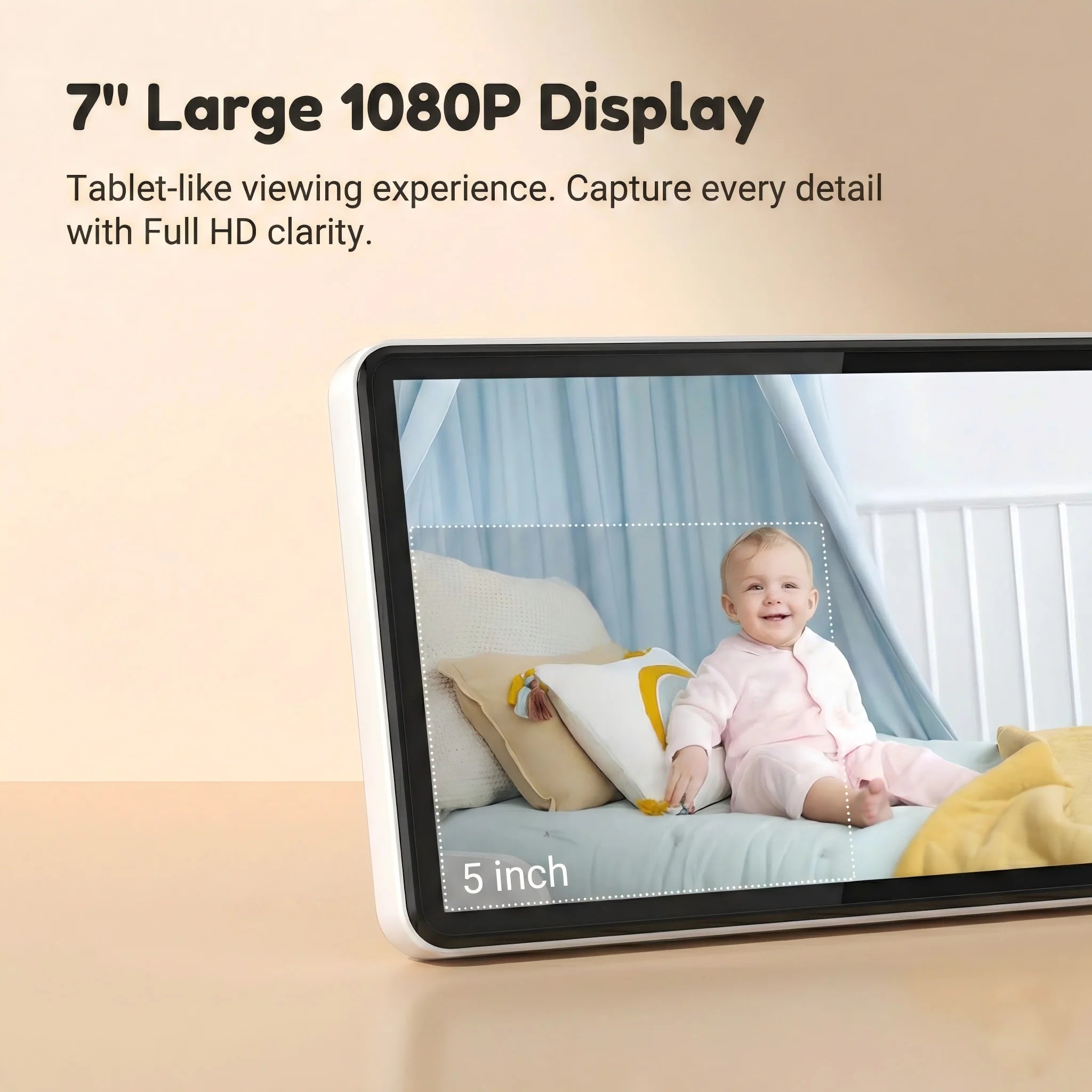 Moniteur Bébé 7" Full HD | Caméra Wi-Fi 2,4 GHz, Vision Nocturne, Batterie 5000 mAh et Reconnaissance Faciale