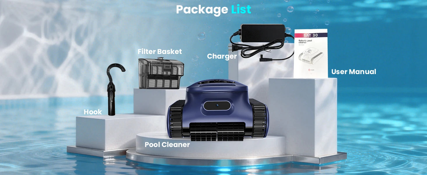 Robot Piscine Seauto Crab Pro Sans Fil 2025 | Nettoyage Fond, Parois & Ligne d’Eau pour Piscines jusqu’à 185 m²