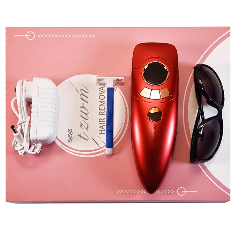 Appareil portable d'épilation laser IPL à domicile, pour une épilation définitive des jambes. Épilateur laser.
