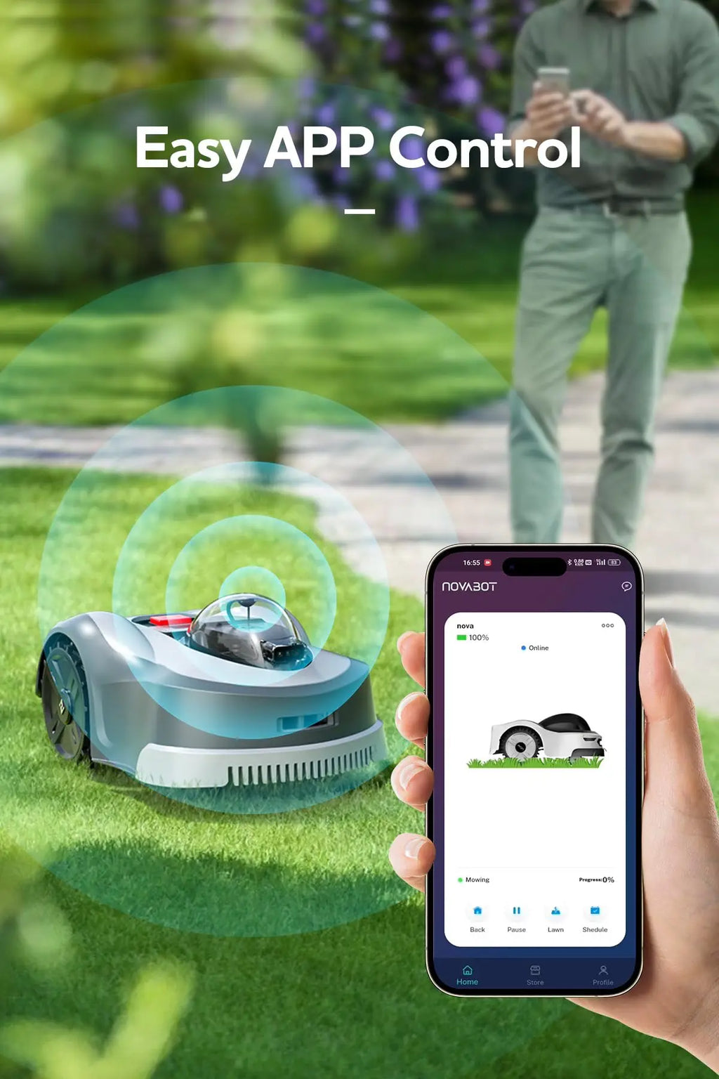 Tondeuse robot Novabot N2000, sans fil, navigation intelligente, application de contrôle