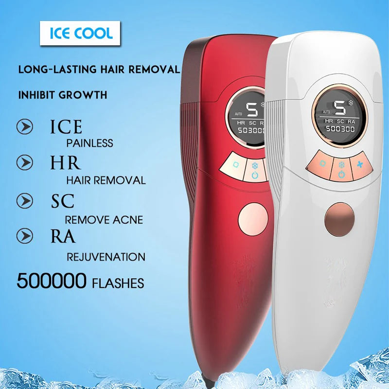 Appareil portable d'épilation laser IPL à domicile, pour une épilation définitive des jambes. Épilateur laser.