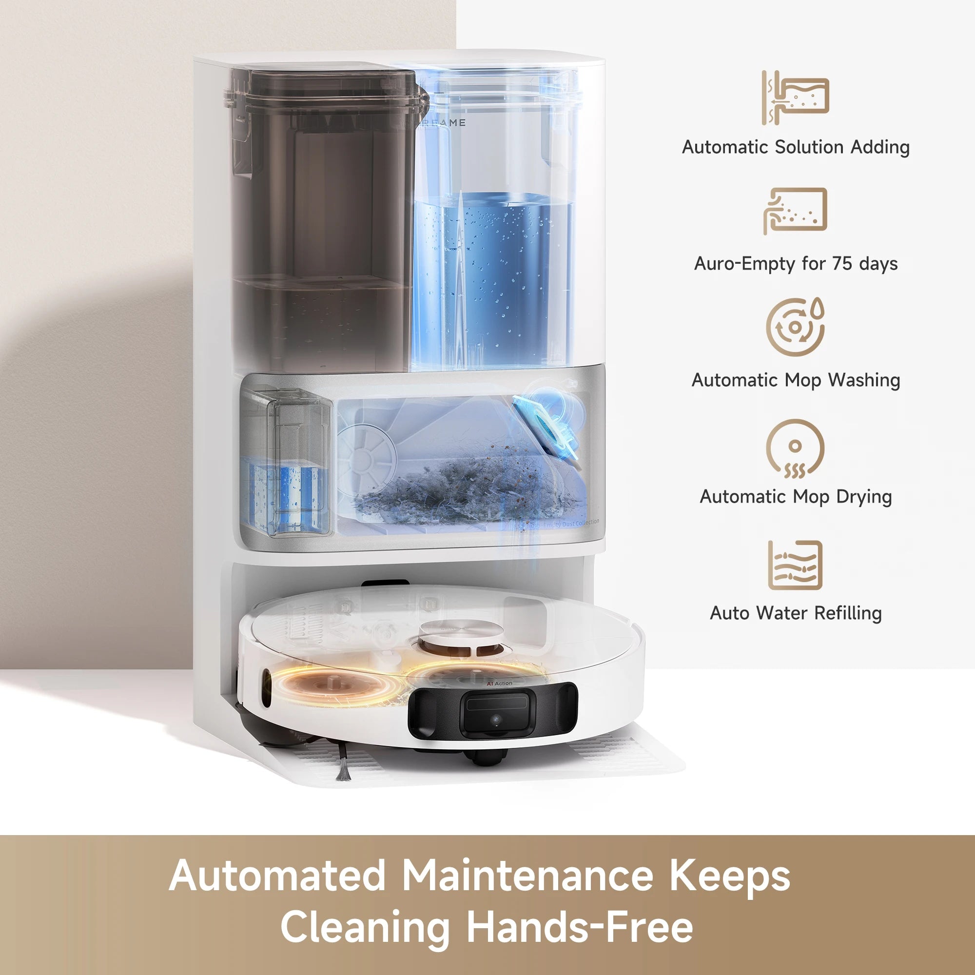 Dreame Robot Aspirateur & Laveur | 10 kPa, Lavage Étendu, Auto-Nettoyage et Séchage Automatique