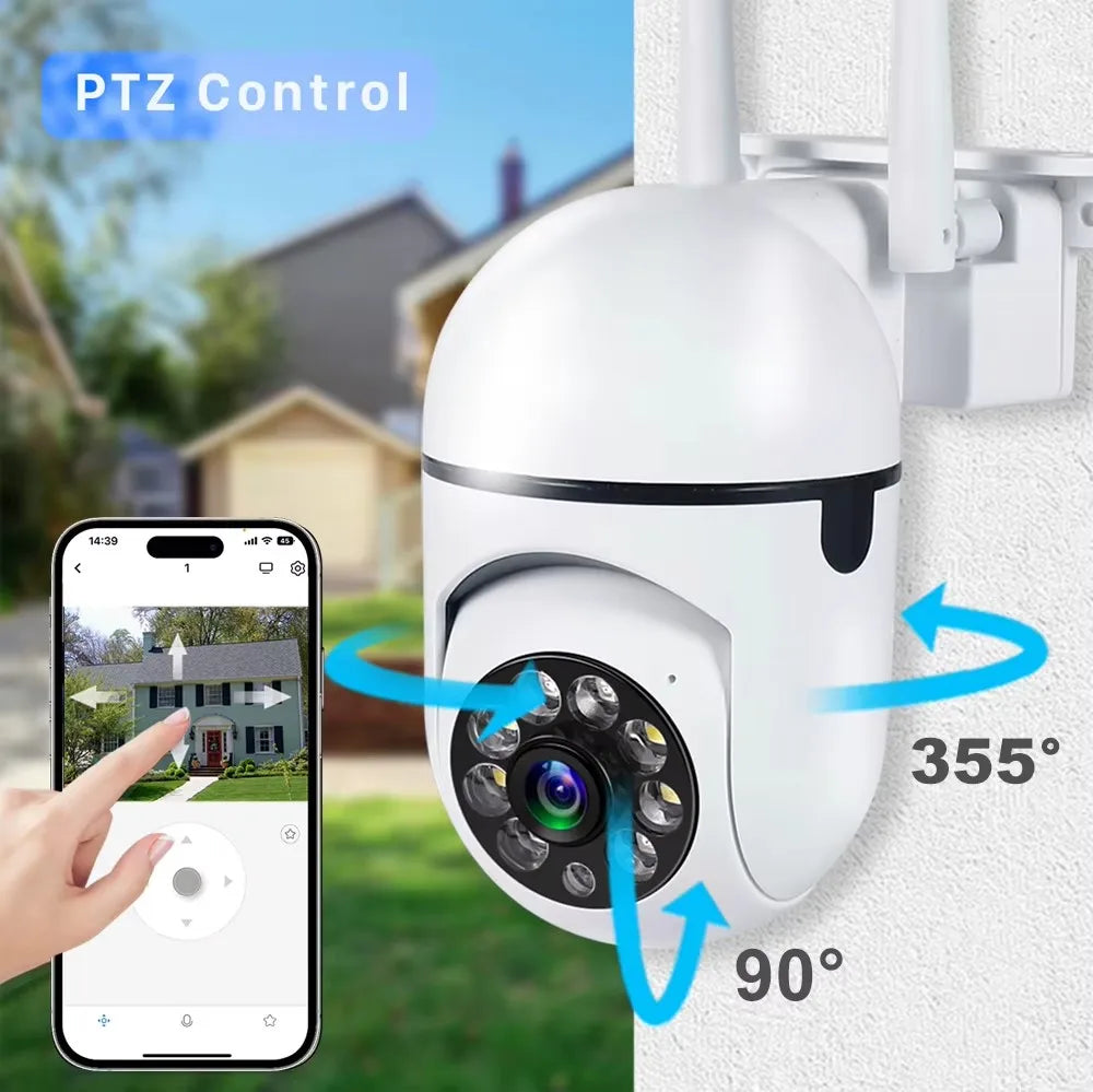 Caméra de surveillance IP Wi-Fi sans fil 8 MP avec zoom 4x, suivi audio bidirectionnel, vision nocturne couleur HD et caméra PTZ.