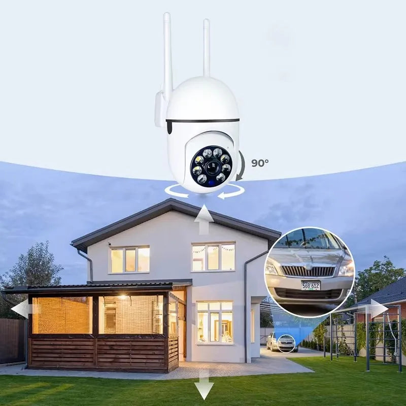Caméra de surveillance IP Wi-Fi sans fil 8 MP avec zoom 4x, suivi audio bidirectionnel, vision nocturne couleur HD et caméra PTZ.