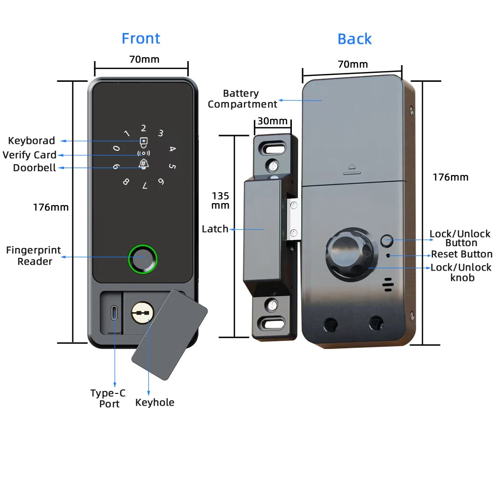 Serrure Intelligente RAYKUBE G18 pour Porte Vitre | Tuya, Empreinte Digitale, Carte et Mot de Passe