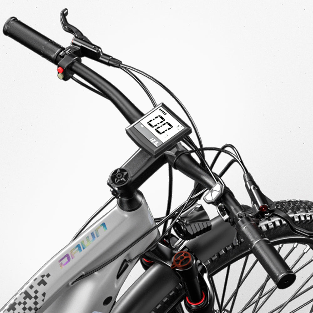 VTT électrique CYSUM Speedy - 27,5" - Gris, vitesse maximale 25 km/h, freins à disque hydrauliques