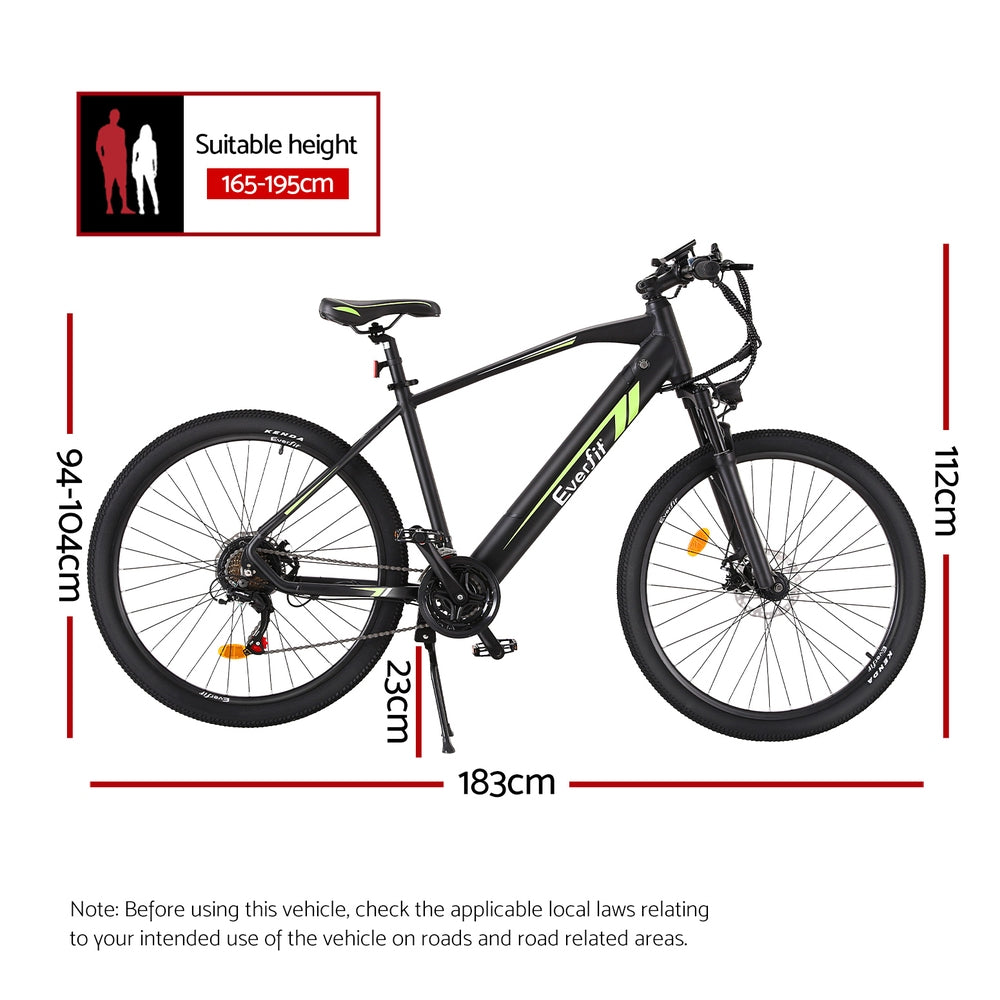Vélo électrique Everfit 27,5 pouces, VTT, batterie eBike, 21 vitesses