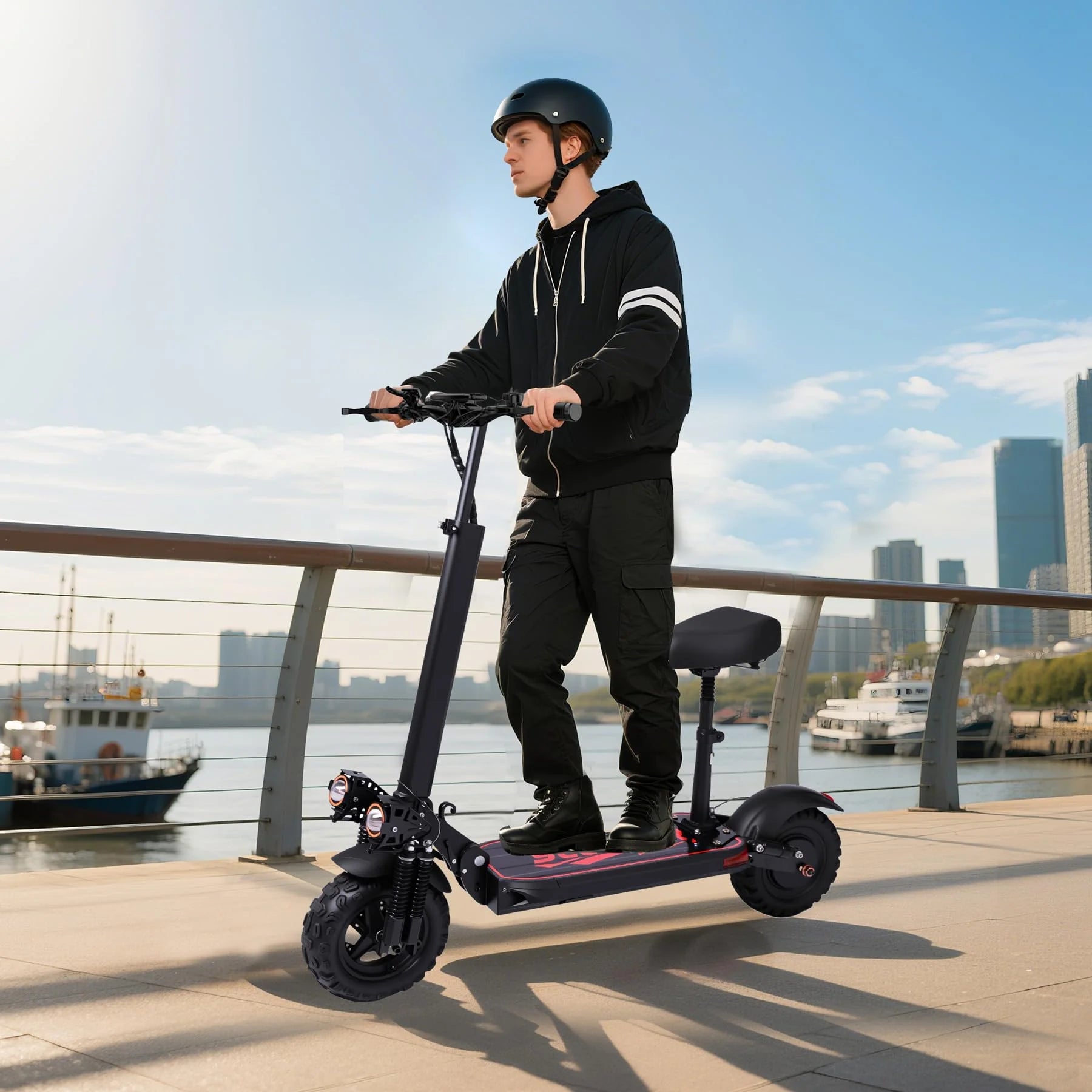 Trottinette électrique N9 (modèle 2025) : autonomie de 50 km, puissance de 1 200 W, vitesse maximale de 55 km/h. Trottinette électrique pliable pour adultes, disponible en entrepôt aux États-Unis.