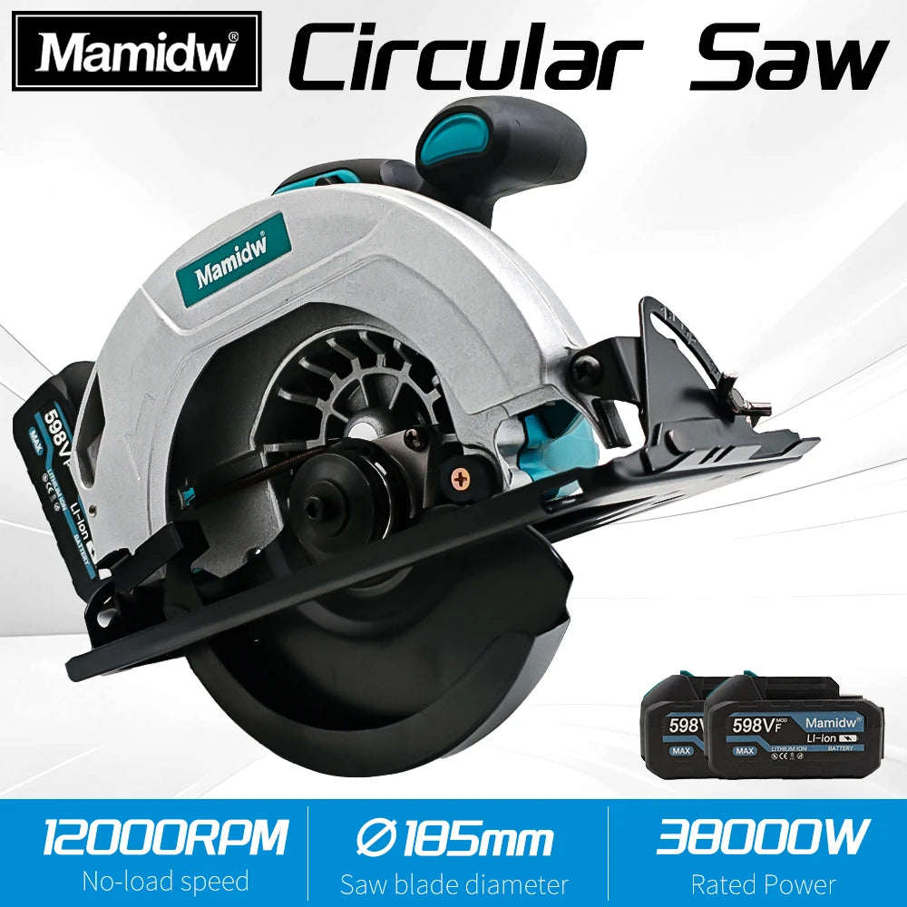 Scie électrique circulaire Mamidw 7'' avec profondeur de coupe réglable, double protection anti-éclaboussures, pour batterie 18 V