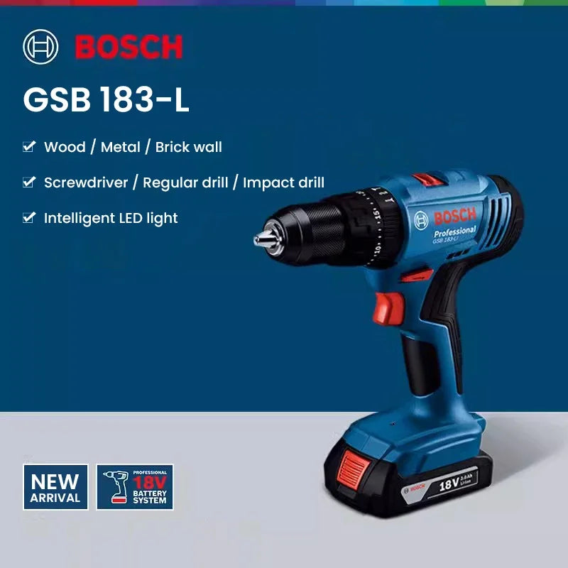 Perceuse-visseuse sans fil Bosch GSB 183-LI, 18 V, moteur sans balais, couple 56 Nm, mandrin 13 mm