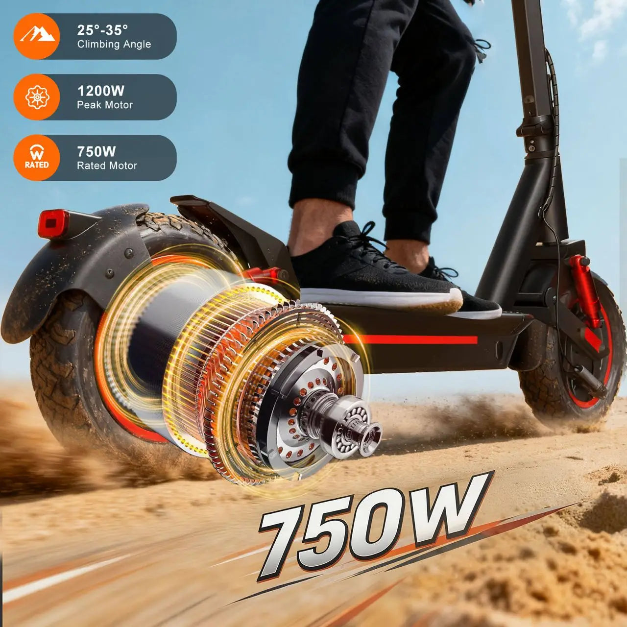 Trottinette électrique à deux roues, pliable rapidement, avec moteur sans balais de 750 W, cadre personnalisable, roues de 10 pouces, capteur, écran LCD, vitesse maximale de 30 km/h et autonomie de 45 à 50 km.