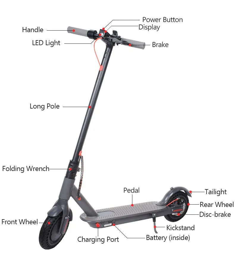 Trottinette électrique à deux roues 2026 Fw-023 350 W - Boîtier pliable 8,5 pouces en alliage d'aluminium - Batterie lithium étanche - Charge maximale 120 kg