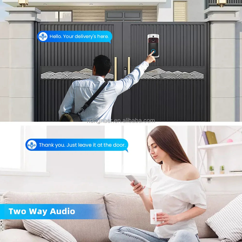 Sonnette vidéo sans fil intelligente Hongnaer 2MP avec interphone et batterie Kement