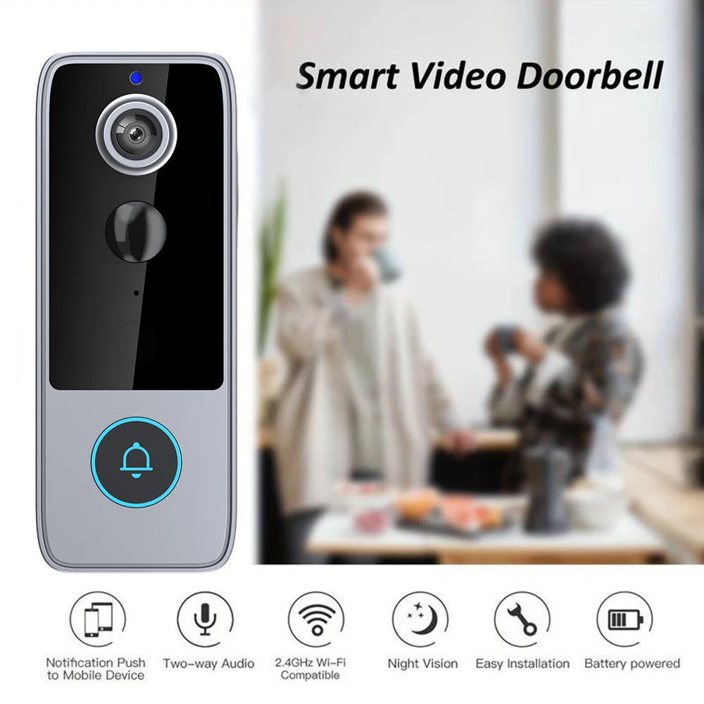 Sonnette vidéo sans fil intelligente avec caméra de sécurité pour la maison 1080p - Meilleure sonnette vidéo Wi-Fi - Sonnettes intelligentes Tuya