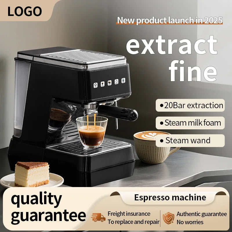 Cafetière Expresso Professionnelle 20 Bars | Machine 2025 avec Mousseur à Lait pour Usage Domestique