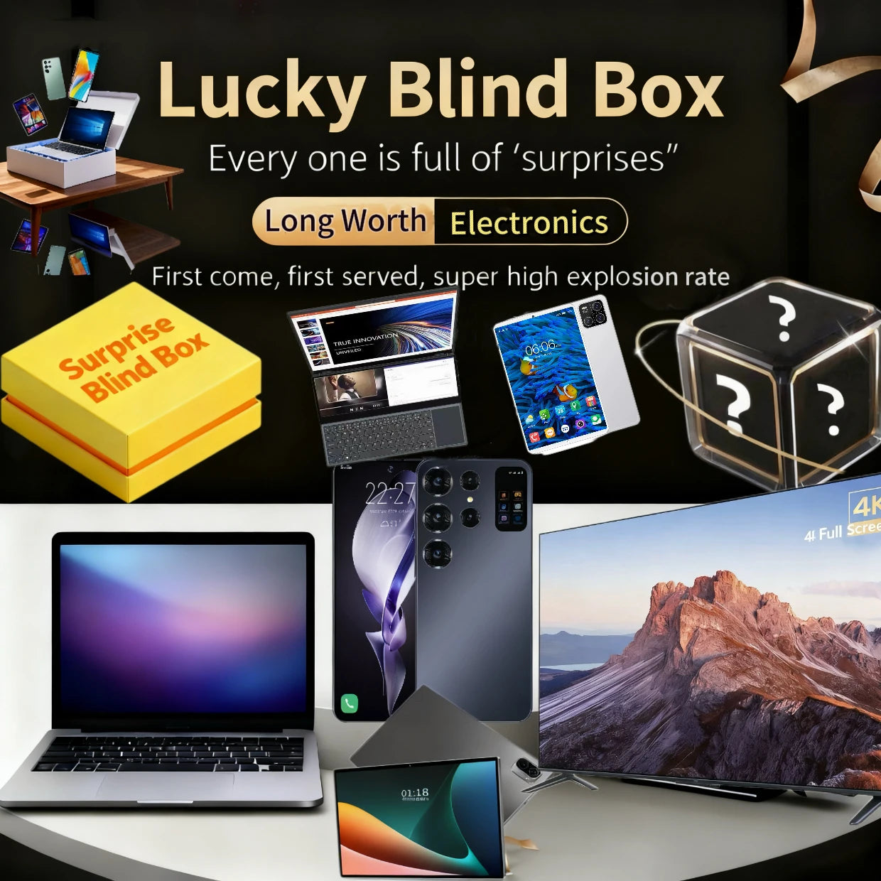 Box Mystère Tech 100% Surprise – Électronique 3C, Gaming 5G, Grande Blind Box