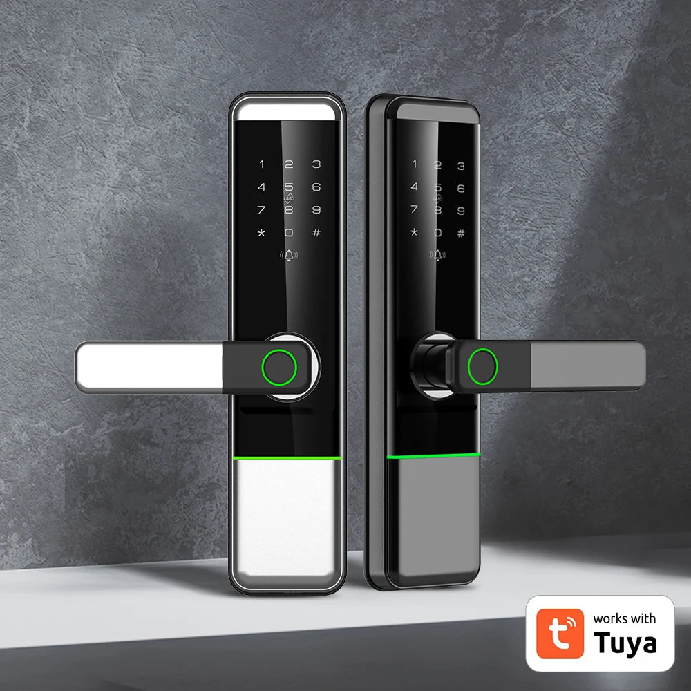 Serrure électronique Tuya Wifi avec application, haute sécurité, sans clé, empreinte numérique, serrure intelligente, carte de mot de passe, clé de secours, serrure connectée pour la maison.