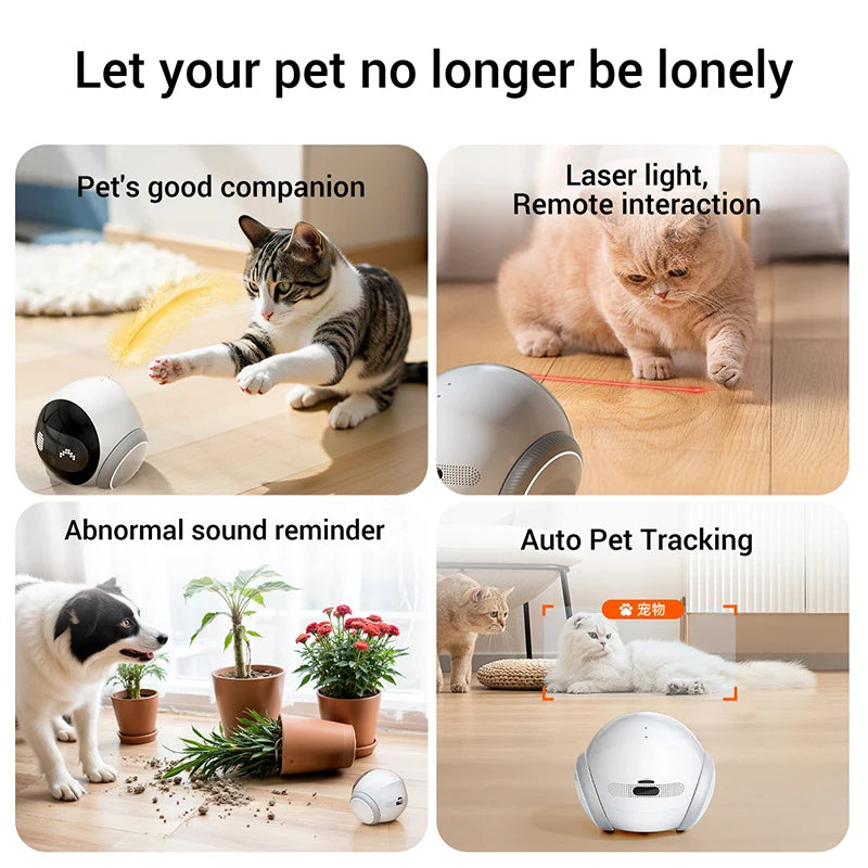Robot domestique intelligent avec intelligence artificielle, protection et sécurité mobiles à 360°, surveillance des enfants et des personnes âgées, interaction avec les animaux domestiques, jouet laser, contrôle via application, charge automatique
