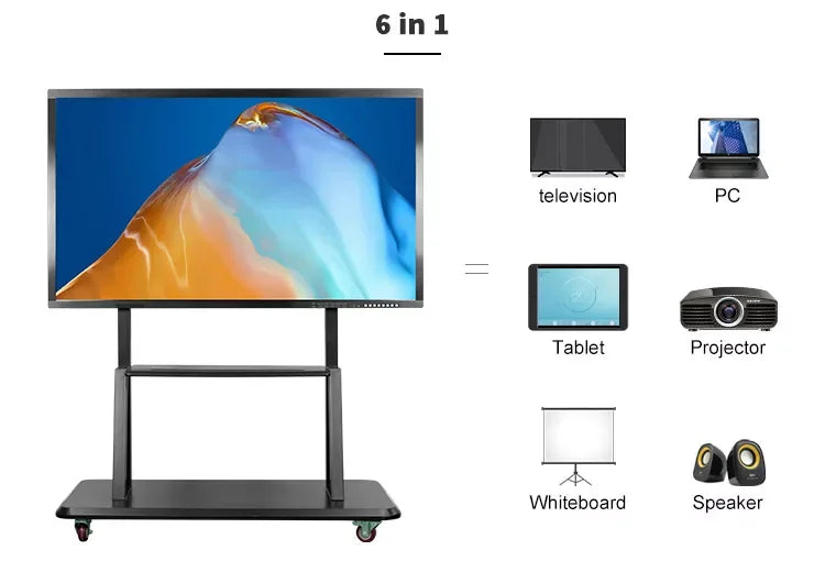 Grand écran LCD 4K 86/98 pouces (3840 x 2160) avec tableau blanc interactif tactile, idéal pour les réunions et l'éducation.