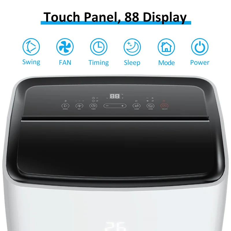 Climatiseur portable 5 en 1 de 12 000 BTU avec déshumidificateur, purificateur d'air UV-C et connexion Wi-Fi intelligente pour la maison