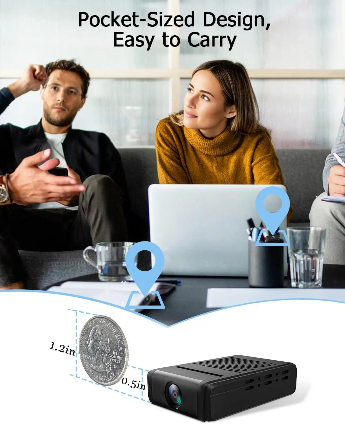Mini caméra sans fil HD 1080p avec détection de mouvement et vision nocturne - Caméra de sécurité IP CCTV pour la maison