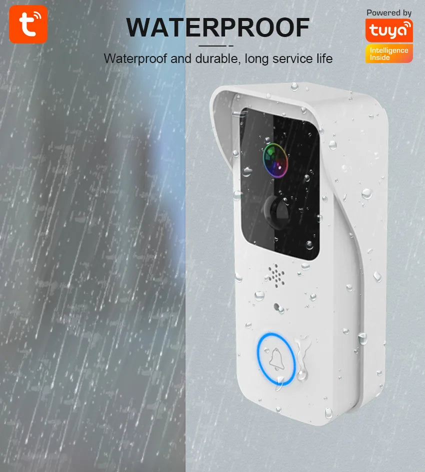 Sonnette vidéo sans fil Wi-Fi S4A T31 avec caméra, compatible avec la maison connectée Tuya Smart Home pour la sécurité et la détection de mouvement PIR.