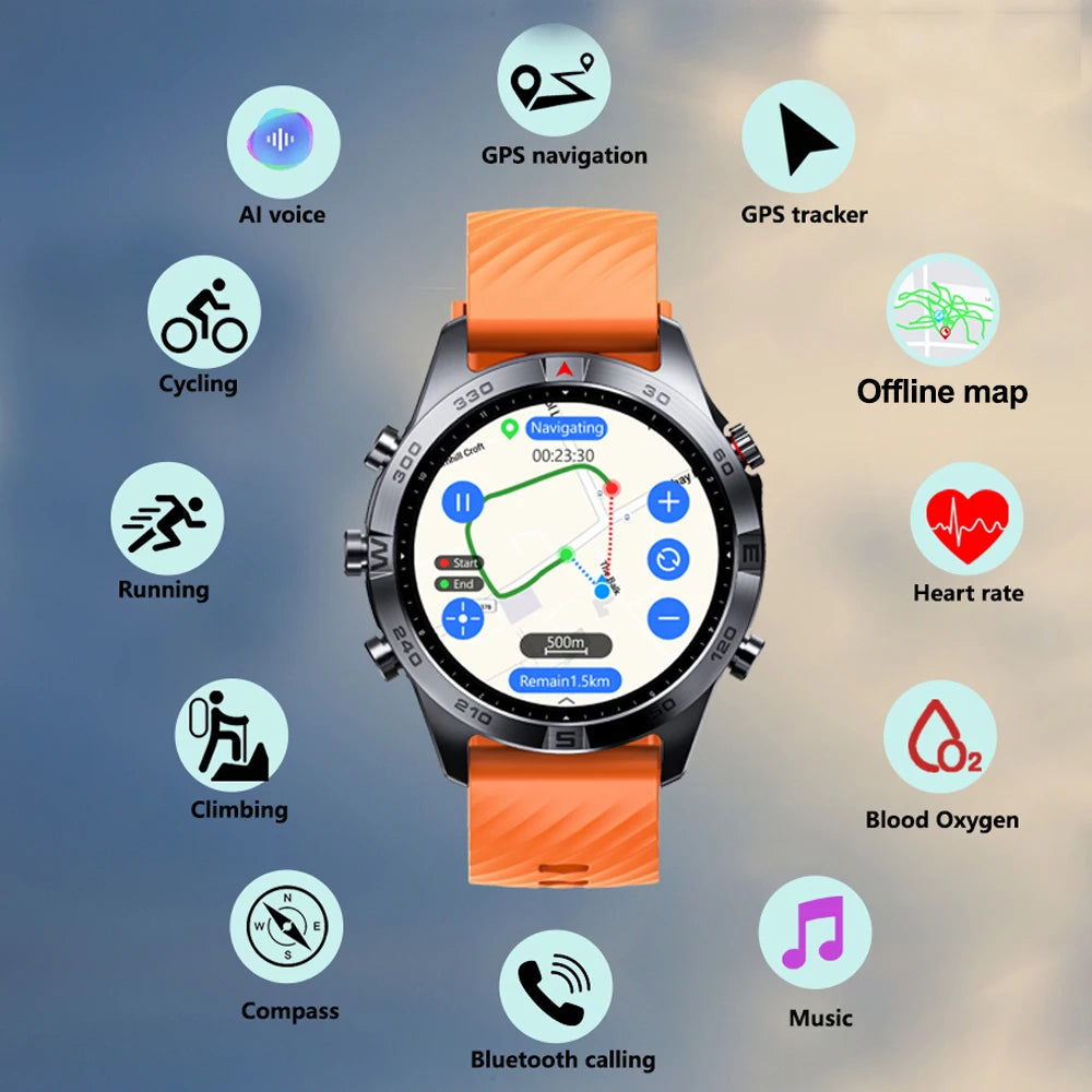 Montre Connectée Sport GPS IA – 5ATM, AMOLED, Assistant Vocal & 30 Jours Autonomie