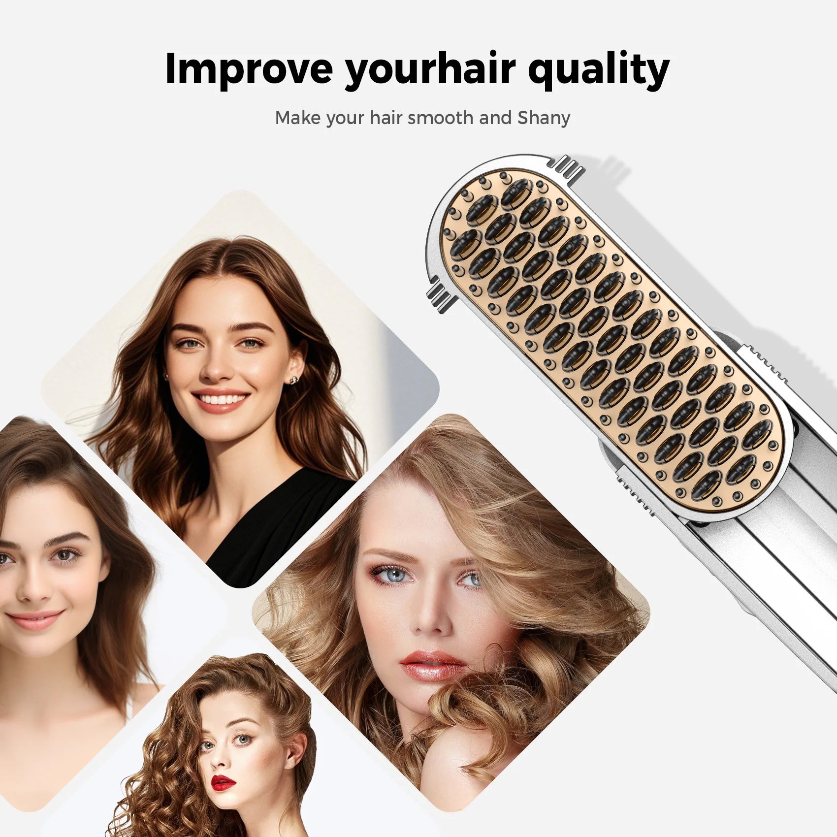 Brosse Lissante Cheveux Électrique | Plaques Céramiques, Technologie Ionique et Hydratation Anti-Frisottis