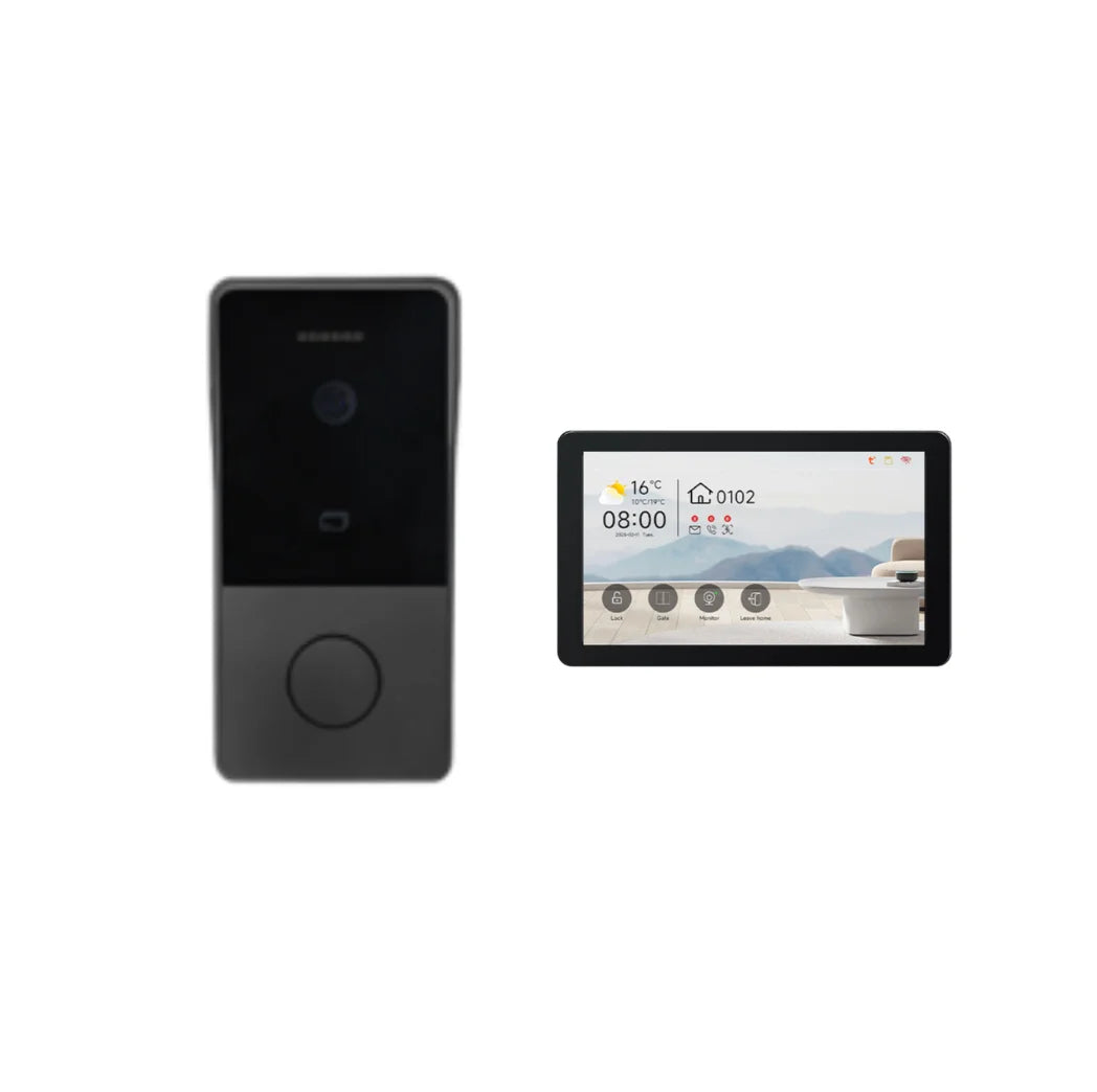 Système d'interphone Hiwink Smart Villa avec sonnette vidéo étanche 2K, moniteur intérieur à écran tactile 7 pouces et compatible Tuya.