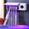 Stérilisateur de brosses à dents UV, porte-brosse à dents rechargeable par USB, affichage numérique intelligent, organisateur mural pour salle de bain.