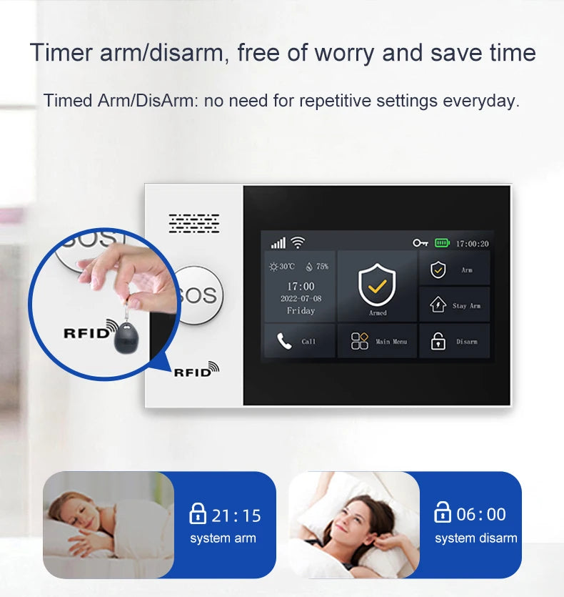 Système d'alarme de sécurité domestique intelligent Tuya TY-107 GSM avec alarme antivol portable 4G WiFi.