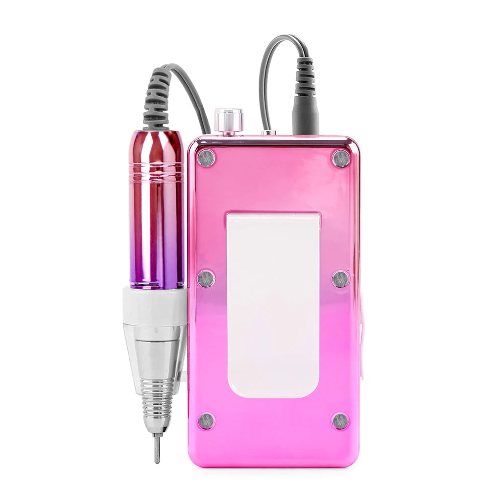 Kit de ponceuse à ongles électrique 45 W à balais de carbone, faible vibration, 40 000 tr/min, avec batterie externe et station de base horloge.