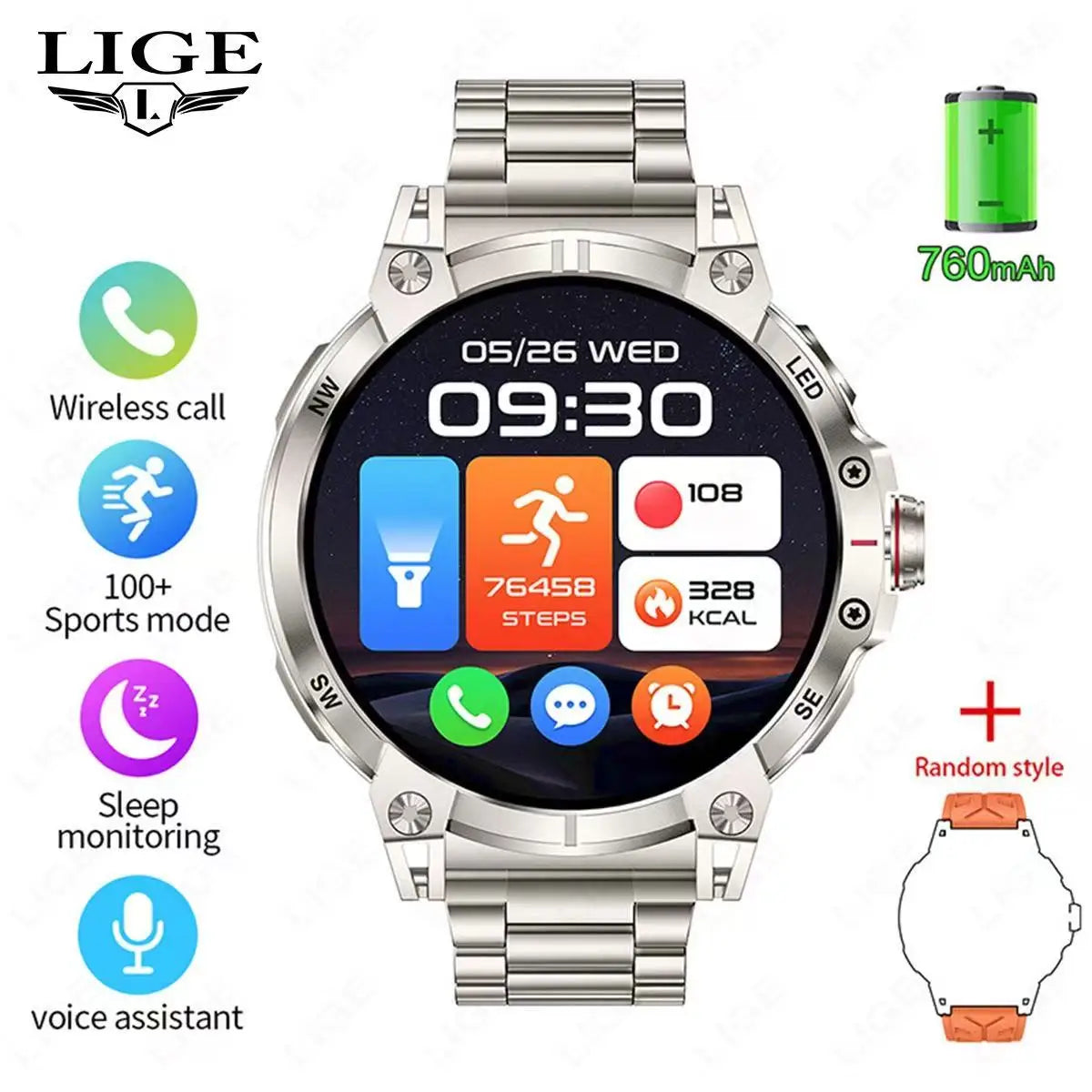 Montre LIGE BWDM58 – GPS Satellite, AMOLED, Boussole, SOS & 5ATM | AndroidiOS