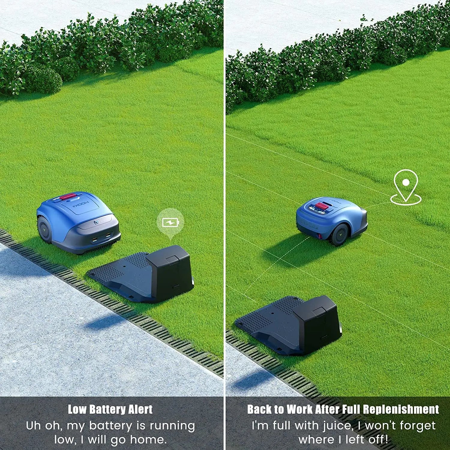 Tondeuse à gazon robotisée électrique sans fil entièrement automatique télécommandée, robot de taille alimenté par batterie, application mobile Path