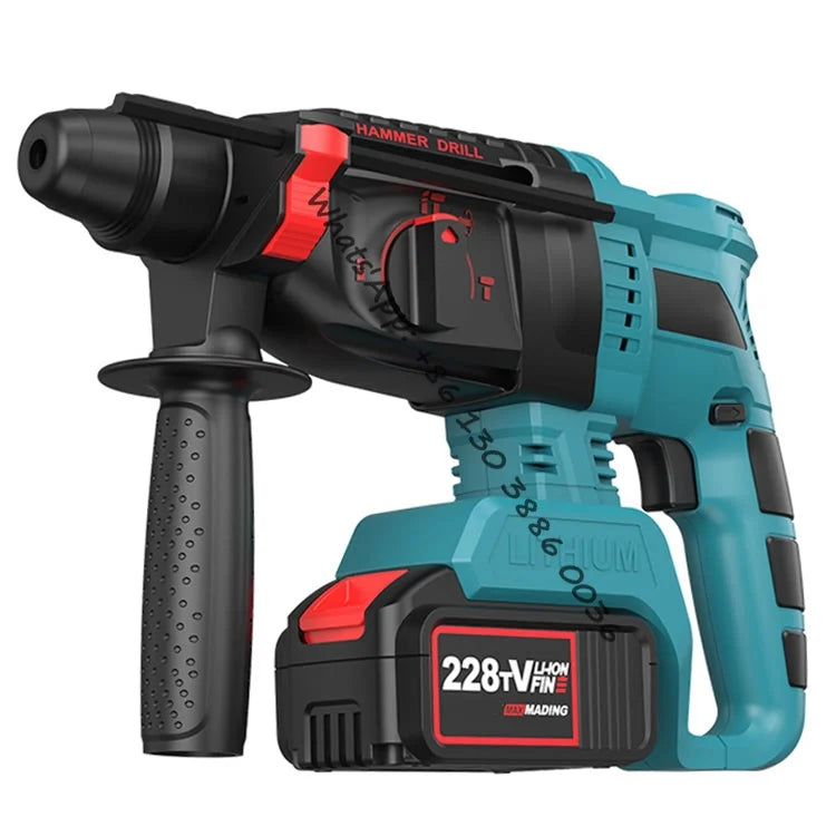 Marteau-piqueur portable 21 V 800 W, 26 mm, avec batterie au lithium. Perceuse à percussion sans fil et marteau rotatif de démolition compacte.