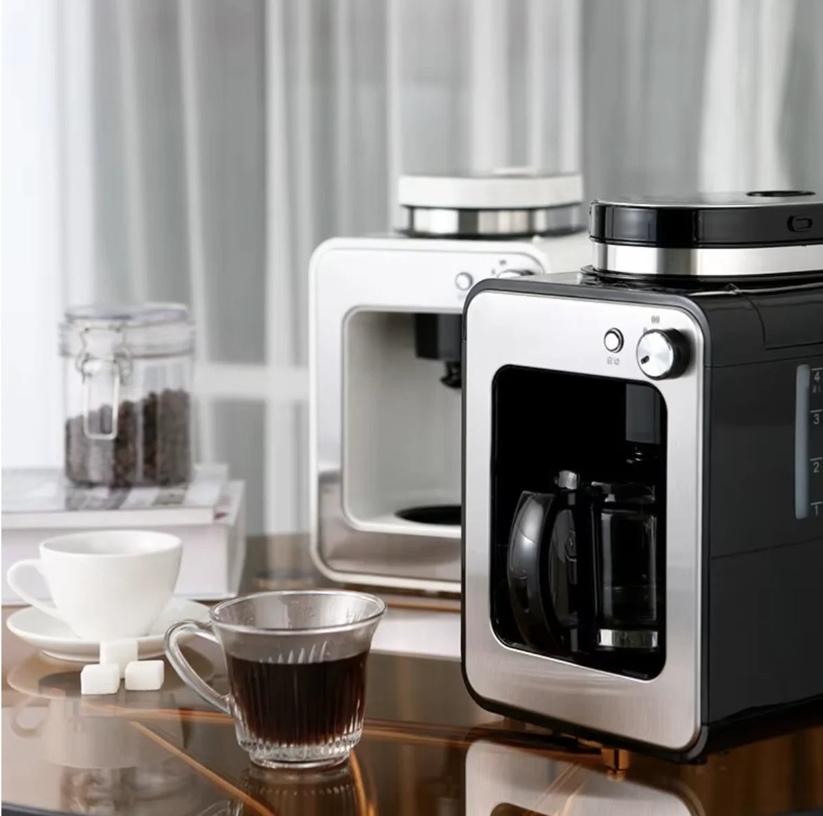 Machine à café automatique électrique au design moderne en acier inoxydable pour usage domestique et hôtelier