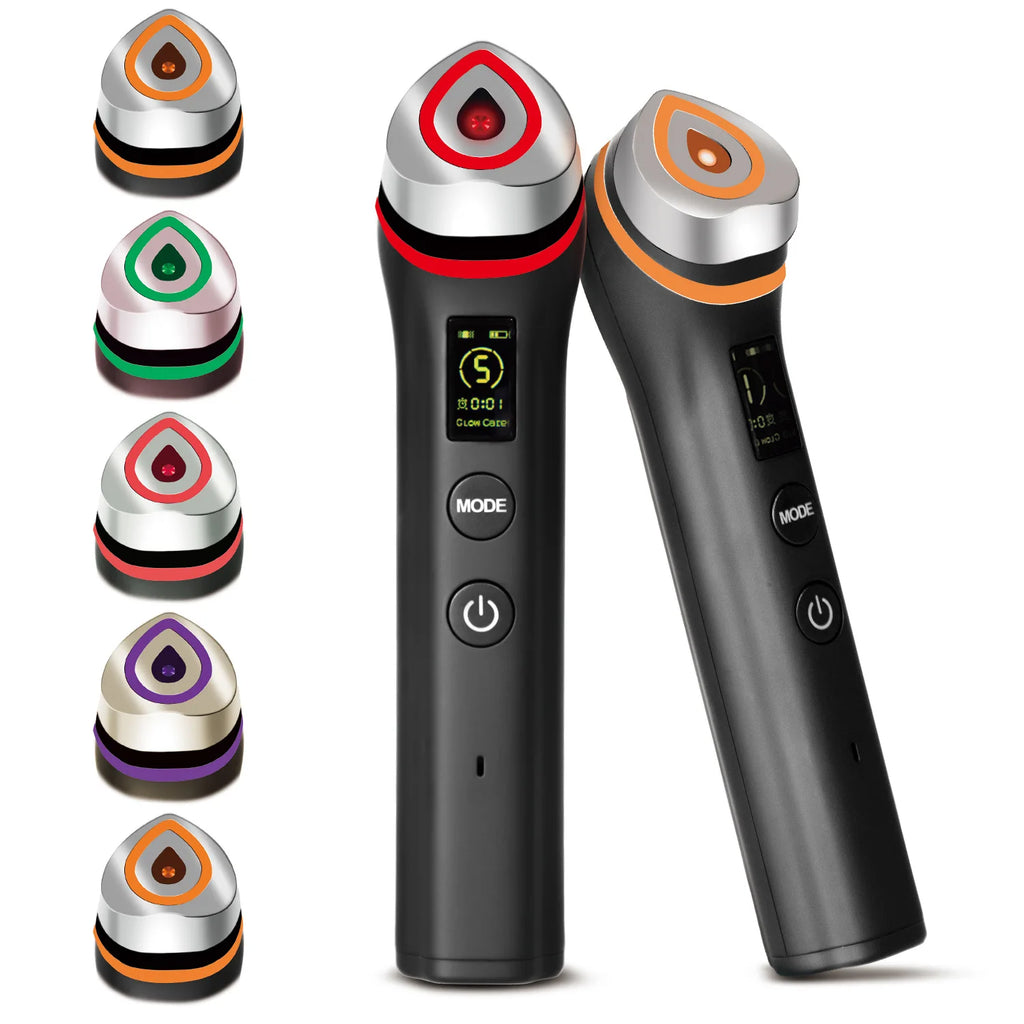 Masseur Facial Microcourant Portable 6-en-1 | Appareil Beauté Anti-Âge, Raffermissant et Éclat du Teint