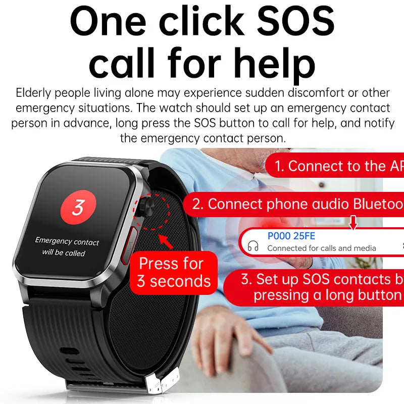 Smartwatch AMOLED ECG avec Tensiomètre | Appels Bluetooth, Fonction SOS et Suivi Santé Complet
