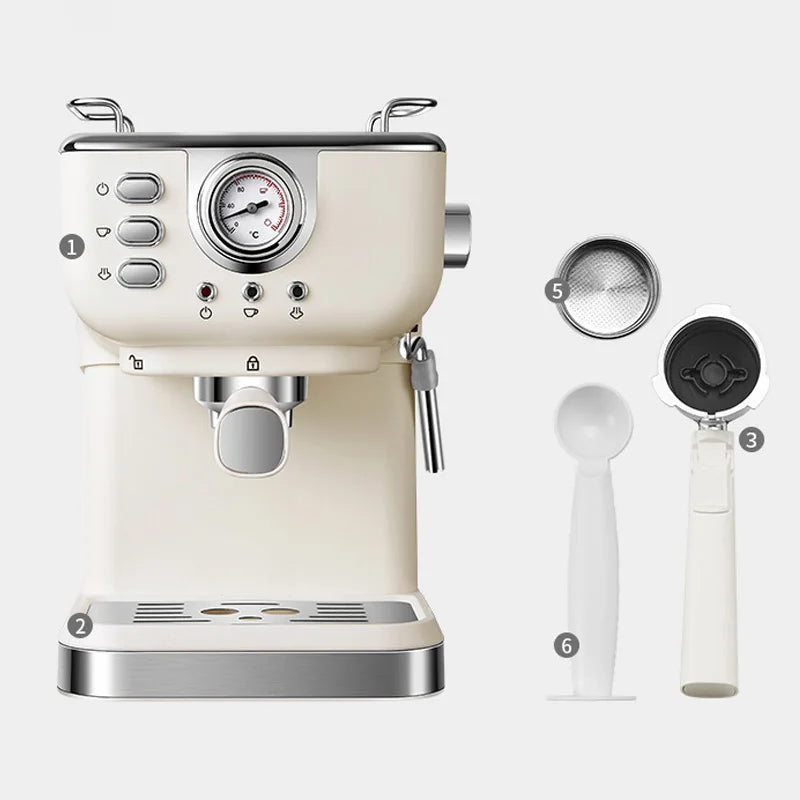 Machine à café semi-automatique intelligente fabriquée en Chine, avec pompe à mousse de lait automatique et pression adaptée aux hôtels et bureaux.